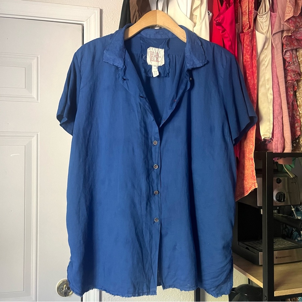 Elegant Blue Women's Button Down Shirt
